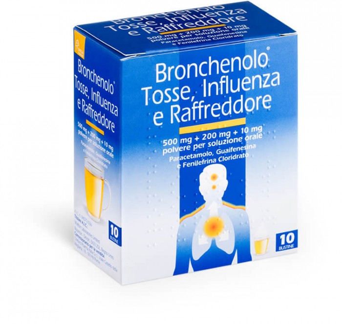 BRONCHENOLO TOSSE INFLUENZA RAFFREDDORE*10 BUSTE Farmacia Più Benessere